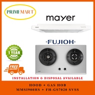 MAYER MMSI900HS-WH 90CM SLIMLINE COOKER HOOD + FUJIOH FH-GS7020 SVSS 2 BURNERS GAS HOB WITH INNER FL