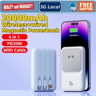 SG Local-4in1 20000mah Magnetic PowerBank with Cable Mini Wireless Powerbanks Portable PD20W Fast Charging