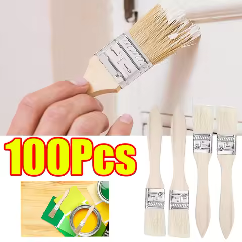 1-100Pcs Paint Brush Wooden Handle BBQ Brush for Drawing Staining Basting Dyeing Applying Glues Prim