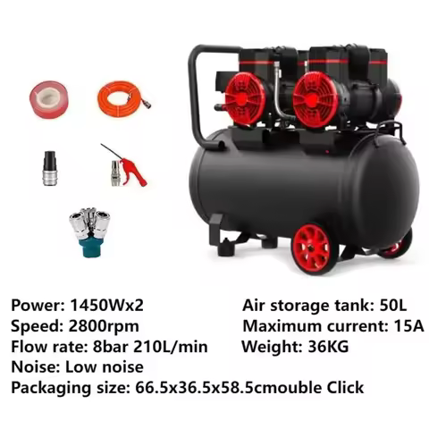 220V 2900W 50L Air Compressor Small Industrial Oil-free Silent Portable Woodworking High-pressure Ai