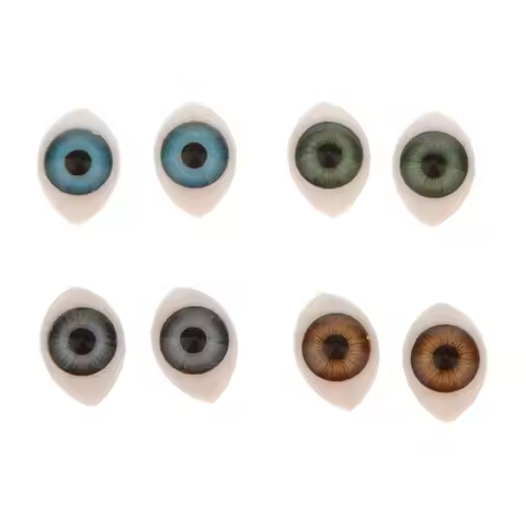 4 Pairs Oval Flat Back Plastic Eyes 5mm/6mm/7mm/8mm/9mm Iris for Porcelain or Reborn Dolls Making DI