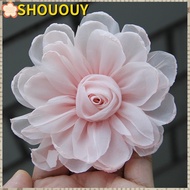 SHOUOUY 5pcs Silk Roses Flower Head, DIY Organza Artificial Roses Flower, Elegant 10.5CM High Qualit