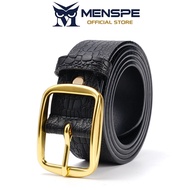 MENSPE Men Belts Leather Belt 120cm Adjustable Length Dress Belts for Men with Classic Buckle Vintag