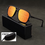 A-G 2 in 1 Red Lenses with Grade Reading Glasses for Men Women Progressive Multifocal Aviator Shades