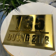 Luxury Gold Stainless Steel House Number Plate