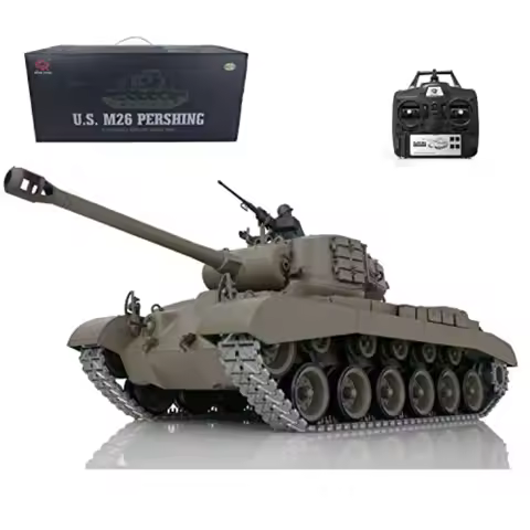 RC Tank 1/16 Scale Metal Tracks M26 Pershing RTR Shooting BB Bullets Airsoft Tank with Upgraded 7.0 