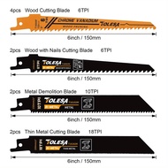 10Pcs Reciprocating Saw Blades Mixed Kit 6inch 150mm Saber Saw Blades for Wood Pruning Metal Nail‑Em