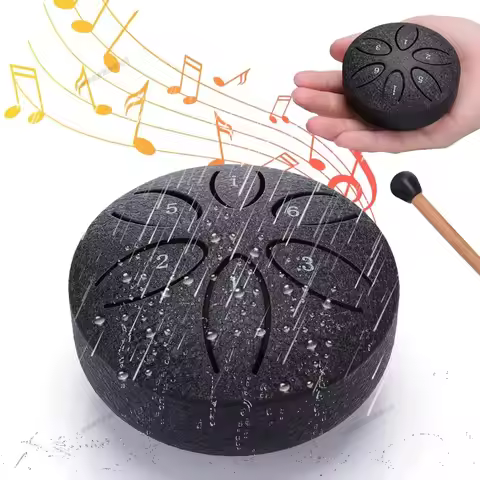 Mini Rain Drum for Outside 6-Note Steel Tongue Drum Garden Chime Percussion Instrument Musical Gift 