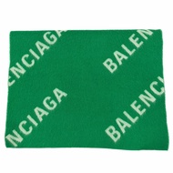 狀況極佳 ▼ BALENCIAGA 685514 100% 羊毛 全身 logo 圖案 大披肩/圍巾，綠色，意大利製造，正品，男士。