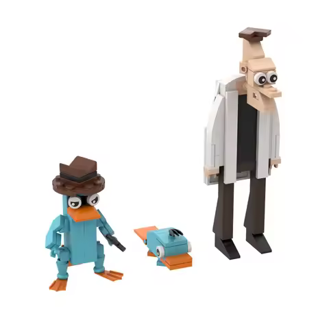 Gobricks MOC Phineas and Ferb Bricks Model Perry the Platypus Dr. Heinz Doofenshmirtz Building Block
