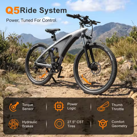 HX Q5 Electric Bike 2000W 48V 20Ah Adults E-Bike 60km/h 27.5" Electric Mountain Bike Adjustable Fron