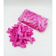 Shower Cap Plastic Type Disposable Pink Pack Of 100 Pieces Flexible Up To 37 Cm As Shown In The Pict