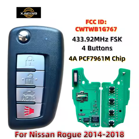 XJMYNB 28268-4CB1A 4 Buttons 433Mhz FSK 4A PCF7961M Chip Flip Remote Car Key Fob For Nissan Rogue 20