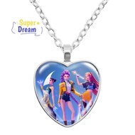 <Dream-t> KPop Demon Hunters Necklace Cartoon Heart Shape Pendant Anime Charms Neck Chains Electropl