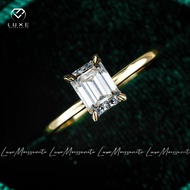 Real Moissanite 1CT 2CT 3CT Yellow Gold Emerald White D Four-Prong Ring In S925 Sterling Silver O571