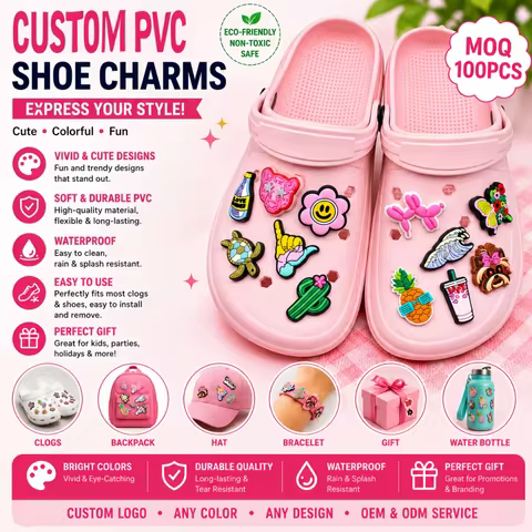 Custom Colorful PVC Shoe Charms for Crocs DIY Cute Cartoon Jibbitz Accessories Customizable Shoe Dec