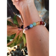 Freshwater pearl bracelet mixed with 7 chakra stones