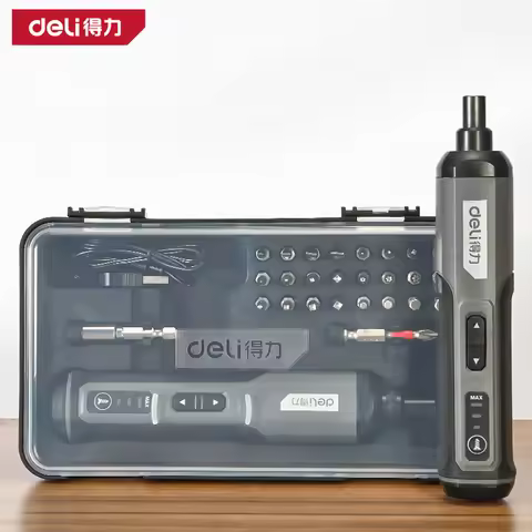 Deli 4V Cordless Electric Screwdriver Set Smart 3-Speed Large Torque Cordless 2000mAh Battery Drill 