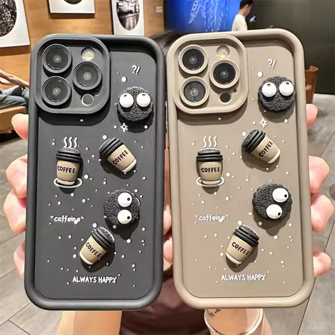 Cute DIY 3D Coffee Case for Samsung Galaxy M34 M31 M51 M30S M23 M16 M11 M15 F06 J4 J6 Plus J8 A02 S2