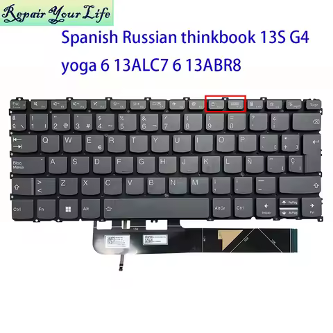 Russian Spanish Keyboard Backlight For Lenovo Yoga 6 13ALC7 13ABR8 ThinkBook 13s G4 ARB IAP PT3SB-RU