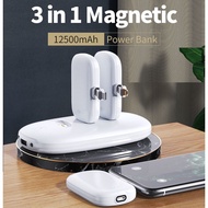 [READY STOCK] 12500mAh 3 in 1 Mini Powerbank Magnet Power Bank Magnetic iPhone Type C Micro Android 