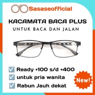 kaca mata baca dan jalan pria jauh dekat progresif frame besi original - hitam +300