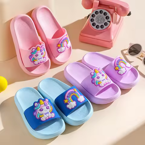 Girls Slippers for Kids Toddler 2 to 3 4 5 6 7 8 Years Pink Blue Unicorn Cute Summer Slippers Bath S
