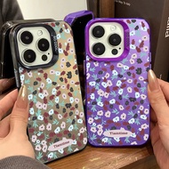High End Retro Small Floral Fragments Phone Case Compatible for IPhone 11 13 12 14 15 Pro Max XR X XS MAX 7/8 Plus Se2020 Hard TPU Shockproof All-Inclusive Protective Case