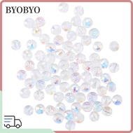 BYOBYO Round Crystal Glass Beads, 10MM Crystal AB Glass Beads, DIY Jewelry Making Faceted Round Irid
