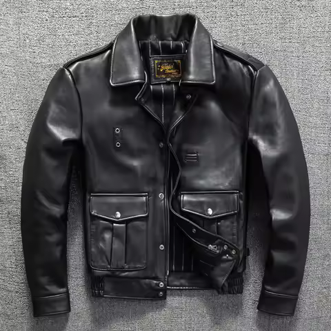 New Zealand Sheepskin California Mounted Police Leather Jacket Men's Genuine Leather Flight Suit Lea