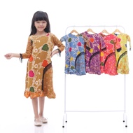 daster anak kekinian daster cap rempel dada rempel bawah tali samping hiasan benang kliwir bahan ray