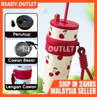 710ML Dust Cap Straw Water Bottle 316Stainless Steel Thermos Tumbler Bottles Cute INS Botol Air Taha