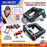 SellinCost 3in1 Heavy Duty 4 Wheels Roller 1PAIR Multifunction Ab Roller Wheel 6 Packs Abdominal Training Workout Fitness Slimming Exercise Abd Shaper Power Plank Abs Home Exercise Ab Roller Machine Roller Wheel Mover Alatan Gym Free Knee Mat ACP-M6200
