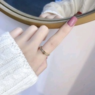 READY STOCK Channel Stainless Steel Checkered Ring