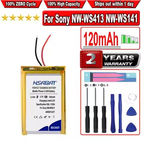 HSABAT 120mAh Battery for Sony NW-WS413 NW-WS141 NW-WS623 NW-WS625 NWZ-W273S NWZ-W274S NWZ-W252 NWZ-
