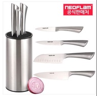 韓國 NEOFLAM 不鏽鋼刀具4件 連刀具桶1個 套裝 一套5件