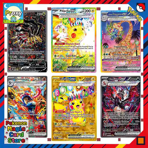 pokemon cards proxy high quality PKM PTCG Charizard GX VMAX Pikachu EX Mew Greninja Rare Rainbow Col