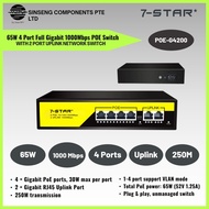 7-STAR* 65W Full Gigabit 4 Port 1000Mbps PoE Switch with 4 PoE Ports - 2 Uplink Port | POE-G4200