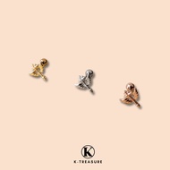 316L Medical Steel {Small Wings Wand Turning Bead Earrings} (Single Sold) Earrings Stud Lock Screw K