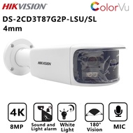 Hikvision DS-2CD3T87G2P-LSUS 4K POE Panoramic 180° IP Camera Support Strobe Light Audio Alarm Bullet