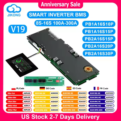 JIKONG V19 Smart Inverter BMS 8S~16S 24V-48V 200A Current 1A 2A Active Balancer for Lifepo4 Li-ion L