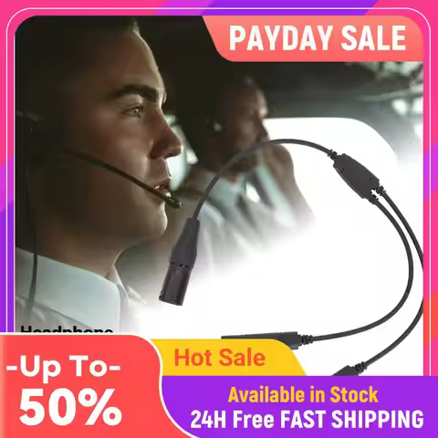 GA Dual Plugs To Airbus 5 Pin XLR Adapter Universal Aviation Headset Connector for Aviation Communic