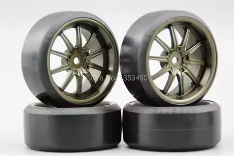 Pre-Glued 4pcs RC CS-R Drift Tires Tyre Wheel W10S3BR 3mm offset (Painting Brozen) With Silencing Sp