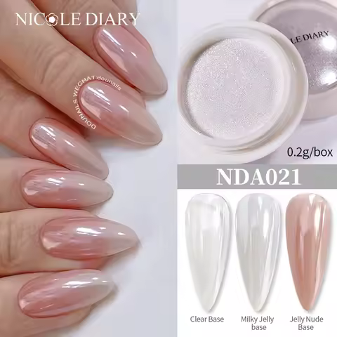 NICOLE DIARY Bright White Pearl Nail Powder Moonlight Plating Mirror Aurora Effect Pigments UV Gel P