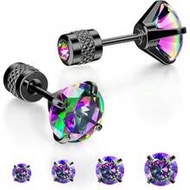 20G Pure Titanium Hypoallergenic Titanium Alloy Stud Earrings, 5A Grade Cubic Zirconia, Suitable For