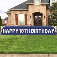 Happy 18th Birthday Banner Blue, Large 18th Bday Sign, 18th Birthday Party Outdoor Decoration for Bo