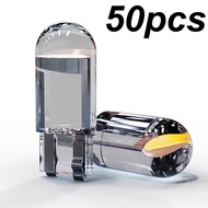 50pcs Newest W5W Led T10 Car Light COB 1 LED Glass 6000K White Auto Automobiles License Plate Lamp D
