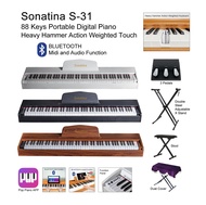 Exam/ Master Grade 88 Keys Digital Piano Sonatina S-31 Professional Piano Fully Weighted Full Size Key 3 Pedals Heavy Hammer Action Weighted Key Digital Piano Bluetooth Piano APP Portable Piano BLE-MIDI &amp; BLE-Audio Complete Set Grand Piano Sound