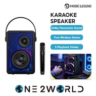 MUSIC LEGEND R12 Portable Karaoke Speaker, TWS Wireless Bluetooth 5.3, RGB Lights, Power Bank, Long 