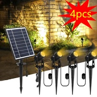 【Thailand Stock】One Driven Four Waterproof Solar Ground Plug Lamp Outdoor Lighting Garden Villa Cour